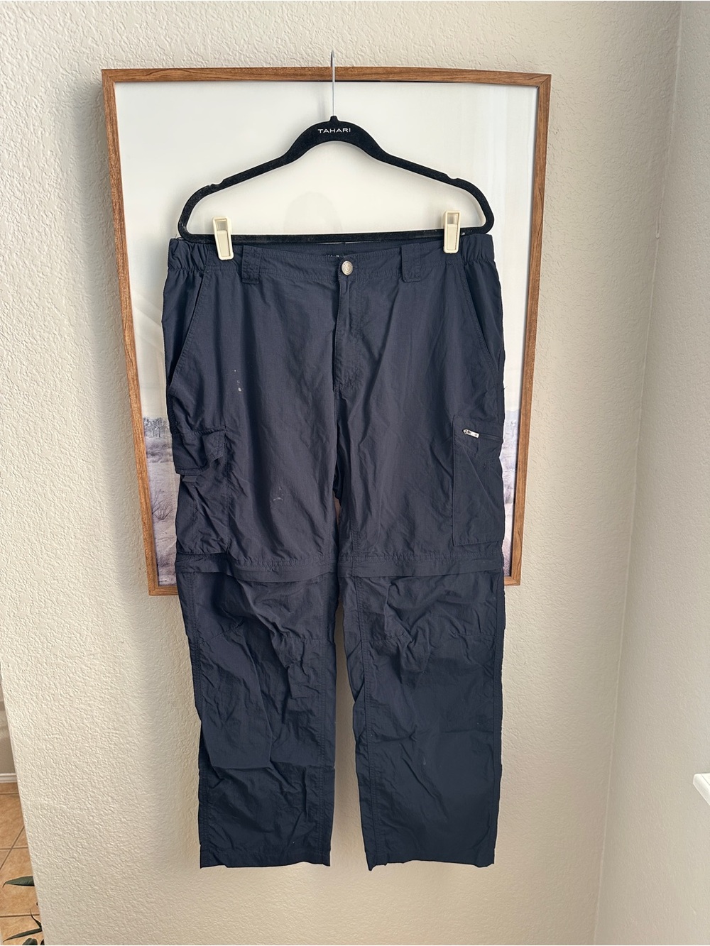 Columbia Convertible Cargo Pants 36x32 Navy Zip Off Hiking Outdoor